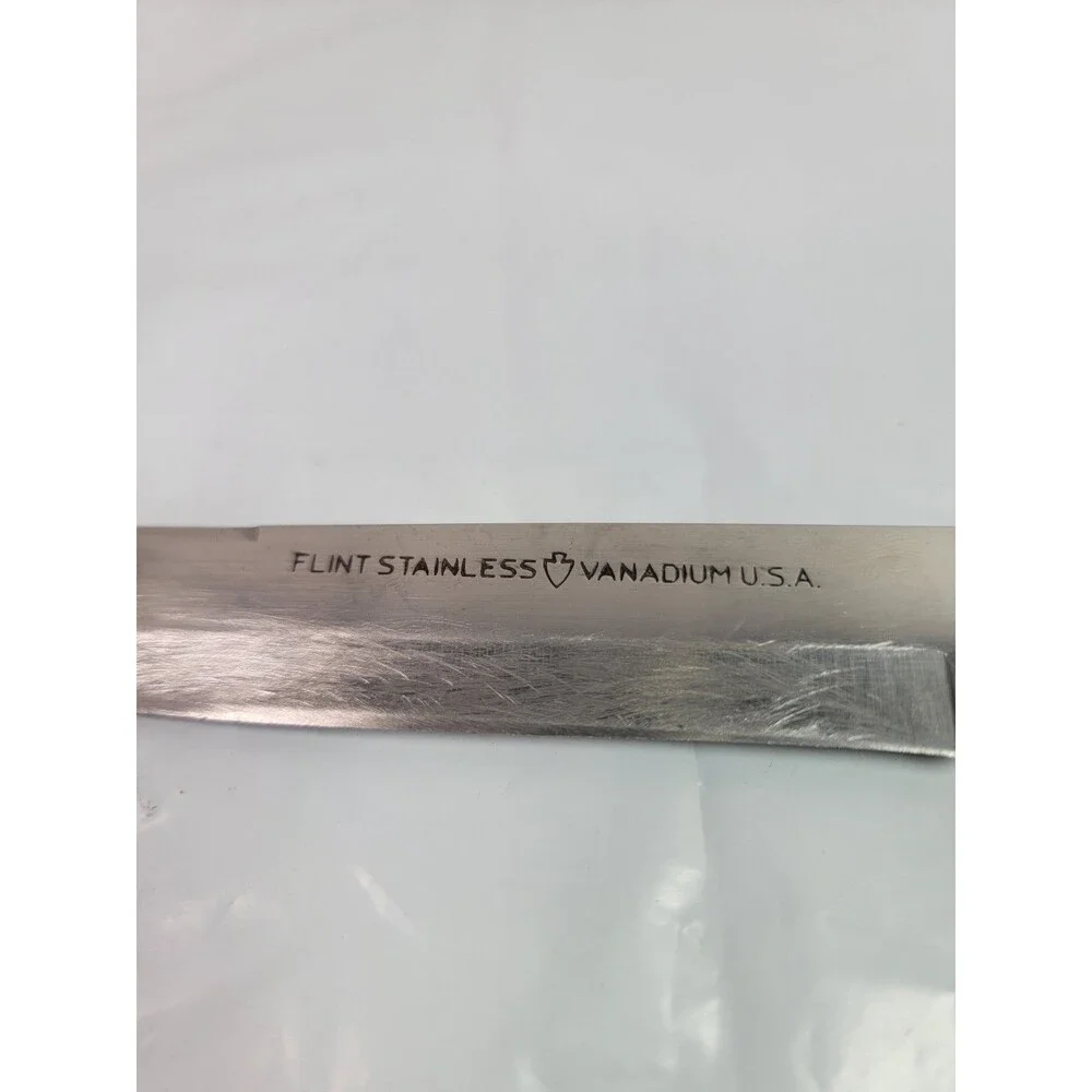 Vintage Flint Stainless Vanadium USA 7.25” Carving Slicing Knife Wood Handle